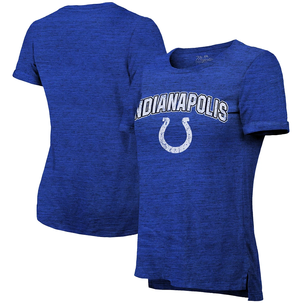 Majestic Threads Heather Blue Indianapolis Colts Indiana Nights Alternate Tri-Blend Boyfriend T-shirt pour femme