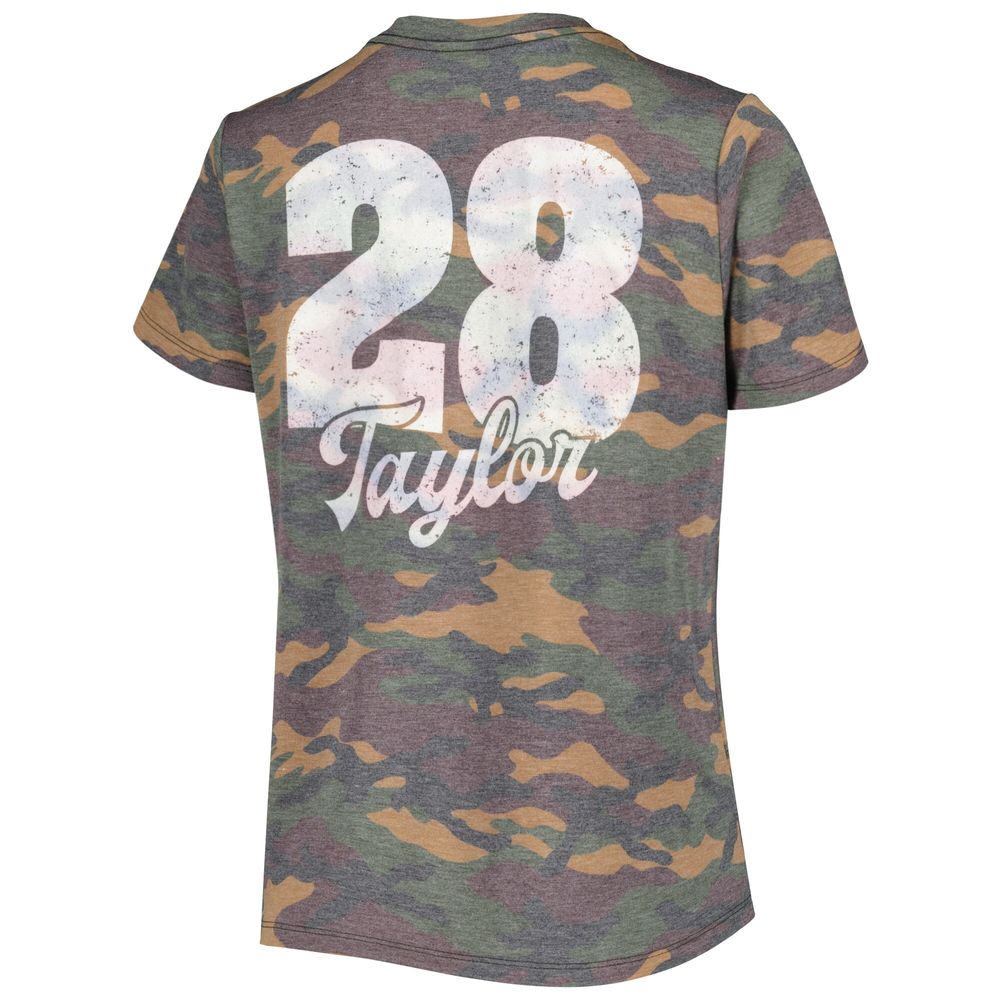 Women's Majestic Threads Jonathan Taylor Camo Indianapolis Colts Name & Number V-Neck Tri-Blend T-Shirt