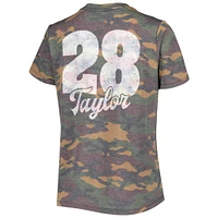 T-shirt tri-mélange à col en V Majestic Threads pour femmes Jonathan Taylor Camo Indianapolis Colts Nom et numéro