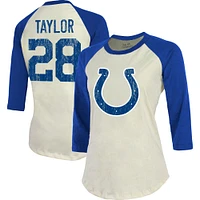 T-shirt Majestic Threads Jonathan Taylor crème pour femmes des Indianapolis Colts Nom et numéro du joueur Tri-Blend à manches trois-quarts