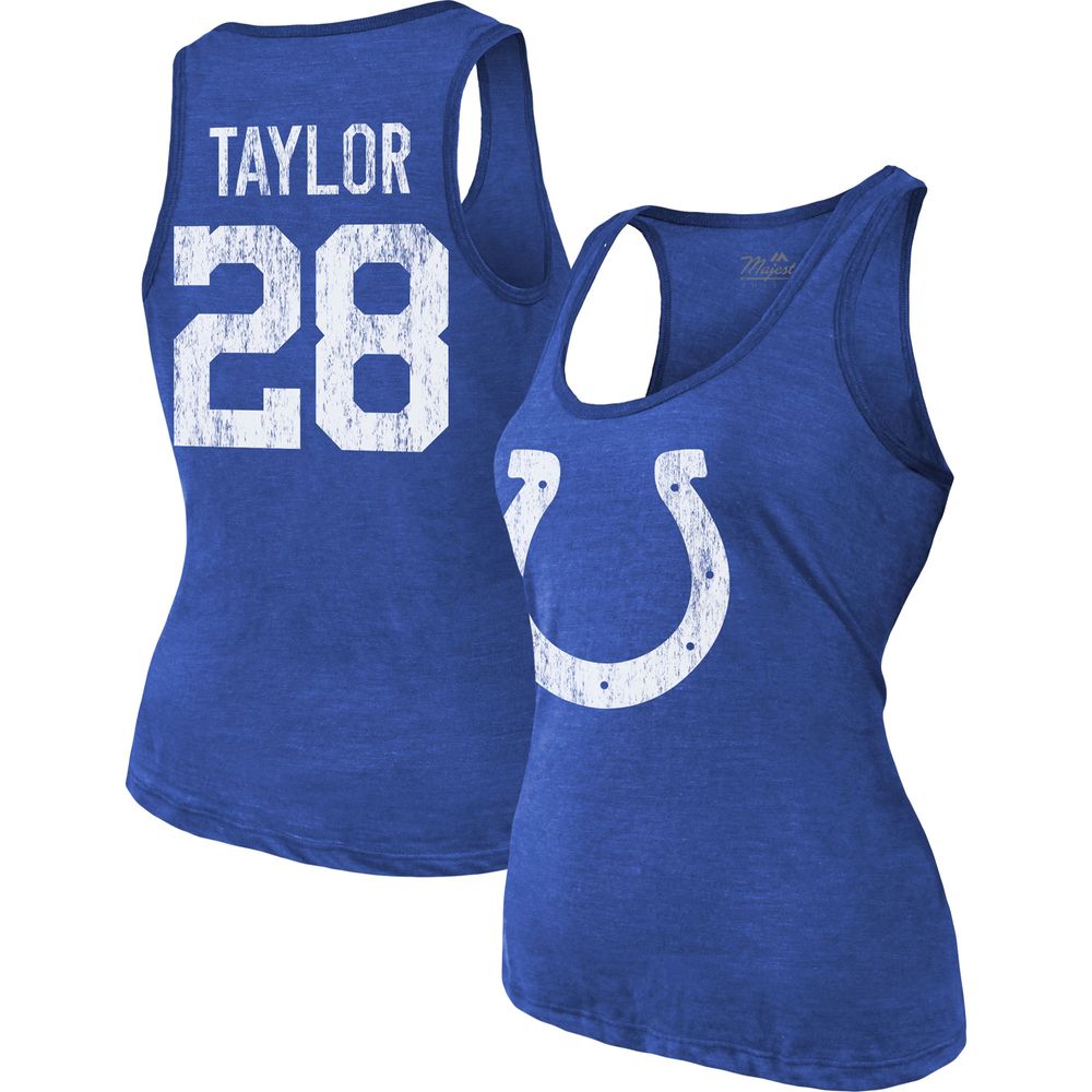 Women's Majestic Threads Jonathan Taylor Royal Indianapolis Colts Player Name & Number Tri-Blend Tank Top