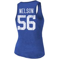 Women's Majestic Threads Quenton Nelson Heathered Royal Indianapolis Colts Name & Number Tri-Blend Tank Top