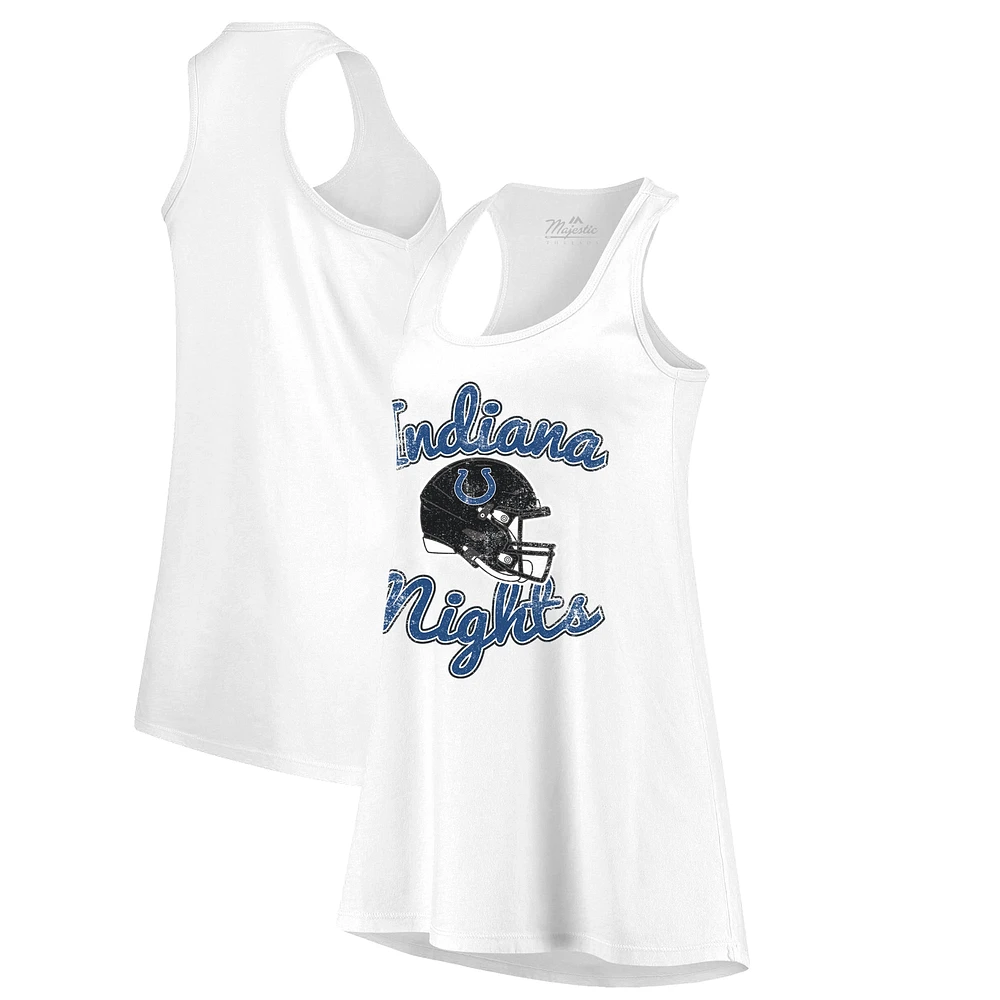 Débardeur dos nageur alternatif Majestic Threads Indianapolis Colts Indiana Nights blanc pour femme