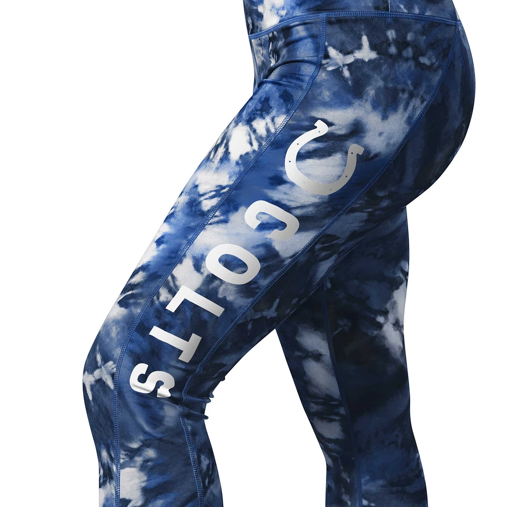 Women's MSX by Michael Strahan Navy Indianapolis Colts Aubrey Tie-Dye Leggings