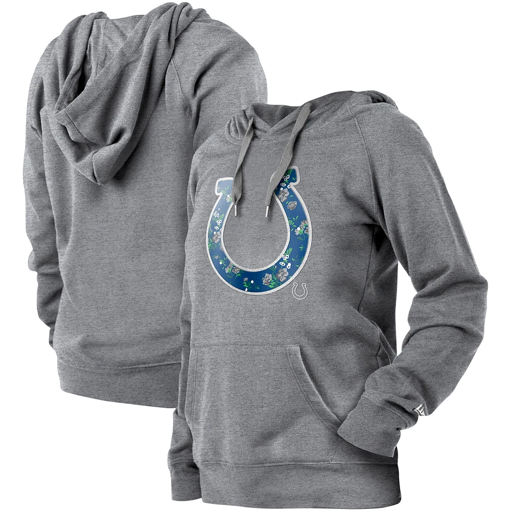 Women's New Era  Gray Indianapolis Colts Floral Raglan Pullover Hoodie