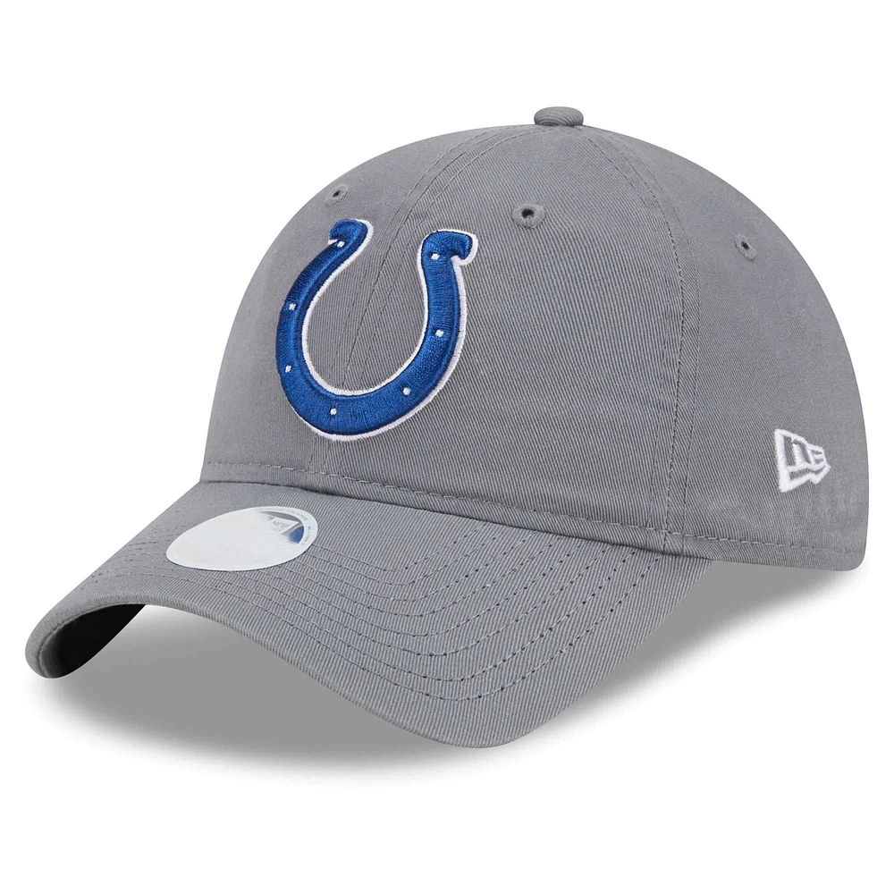 Women's New Era  Gray Indianapolis Colts  Main Core Classic 2.0 9TWENTY Adjustable Hat