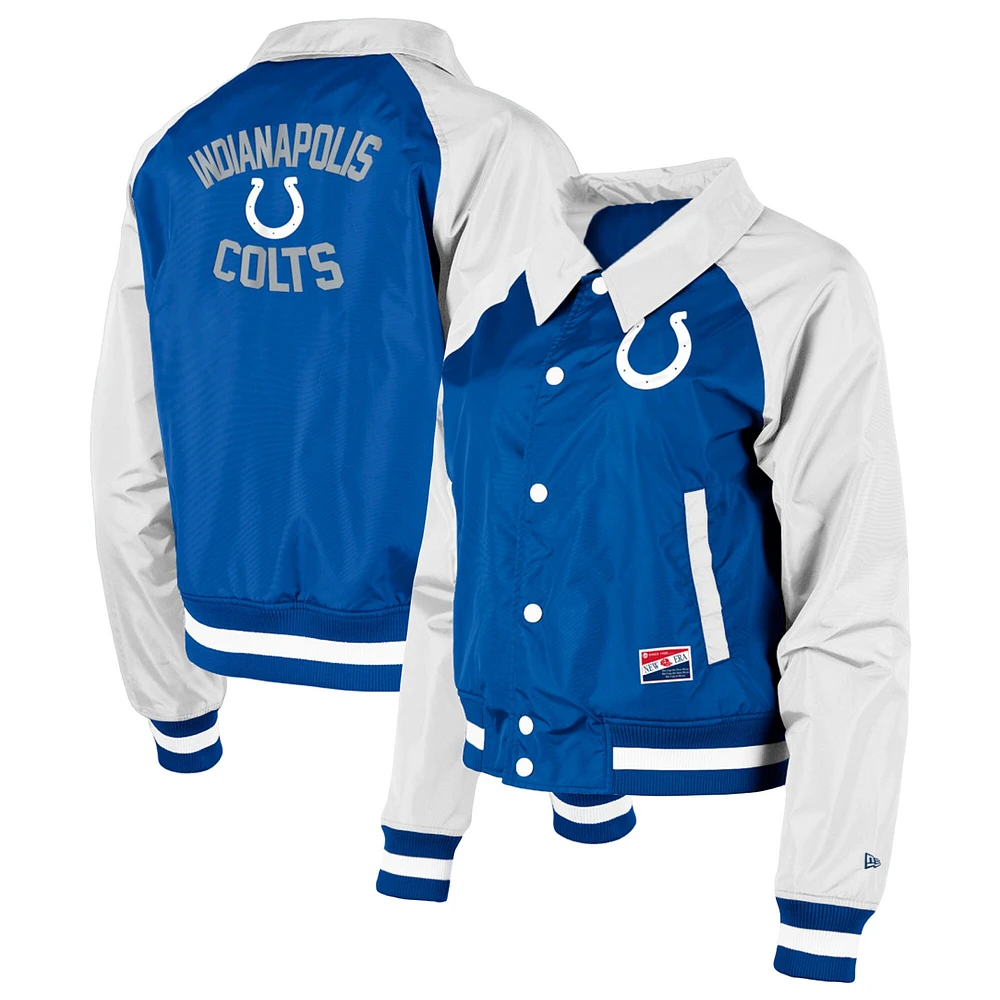 Veste à boutons-pression Royal Indianapolis Colts Coaches New Era pour femme