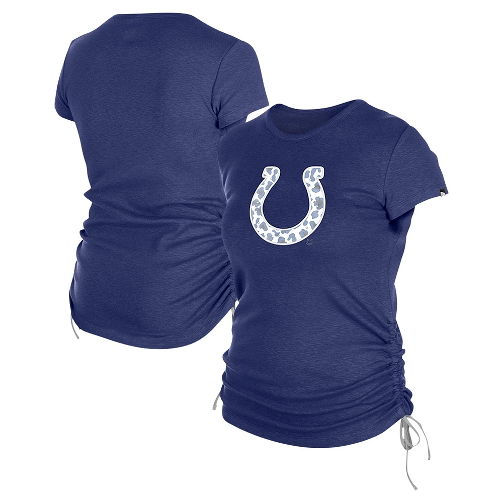 T-shirt froncé sur le côté des Royal Indianapolis Colts New Era pour femme