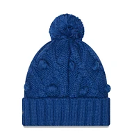 Bonnet en tricot à revers avec pompon Royal Indianapolis Colts New Era pour femme