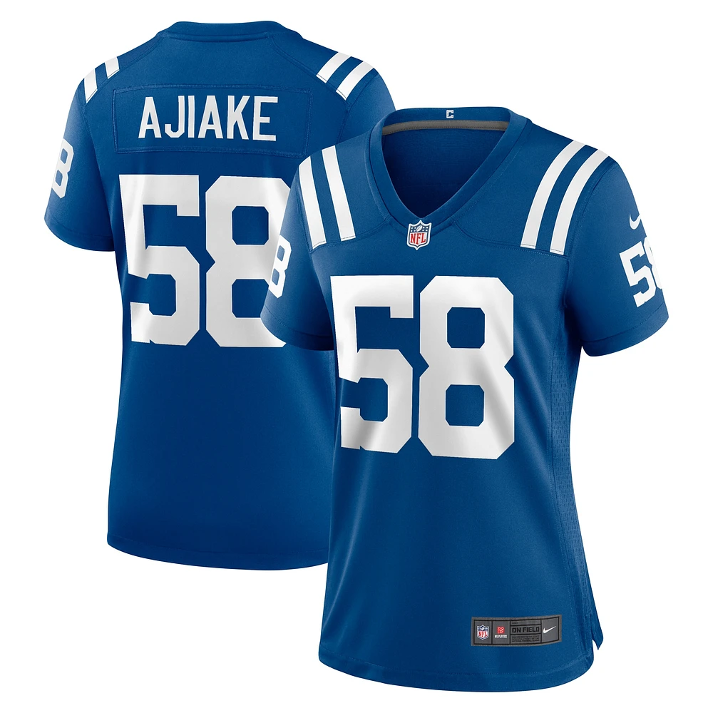 Maillot de match Nike Austin Ajiake Royal Indianapolis Colts pour femme