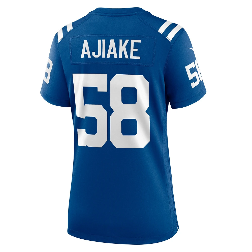 Maillot de match Nike Austin Ajiake Royal Indianapolis Colts pour femme