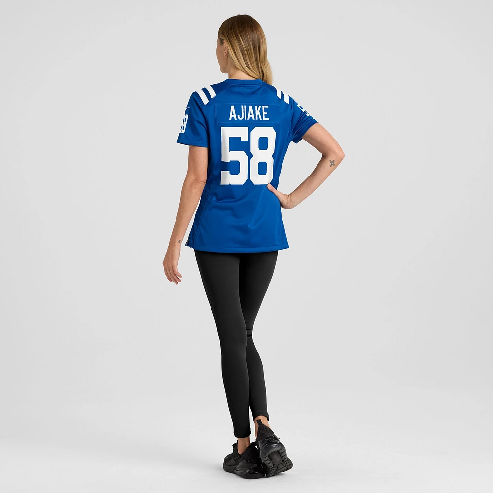 Maillot de match Nike Austin Ajiake Royal Indianapolis Colts pour femme