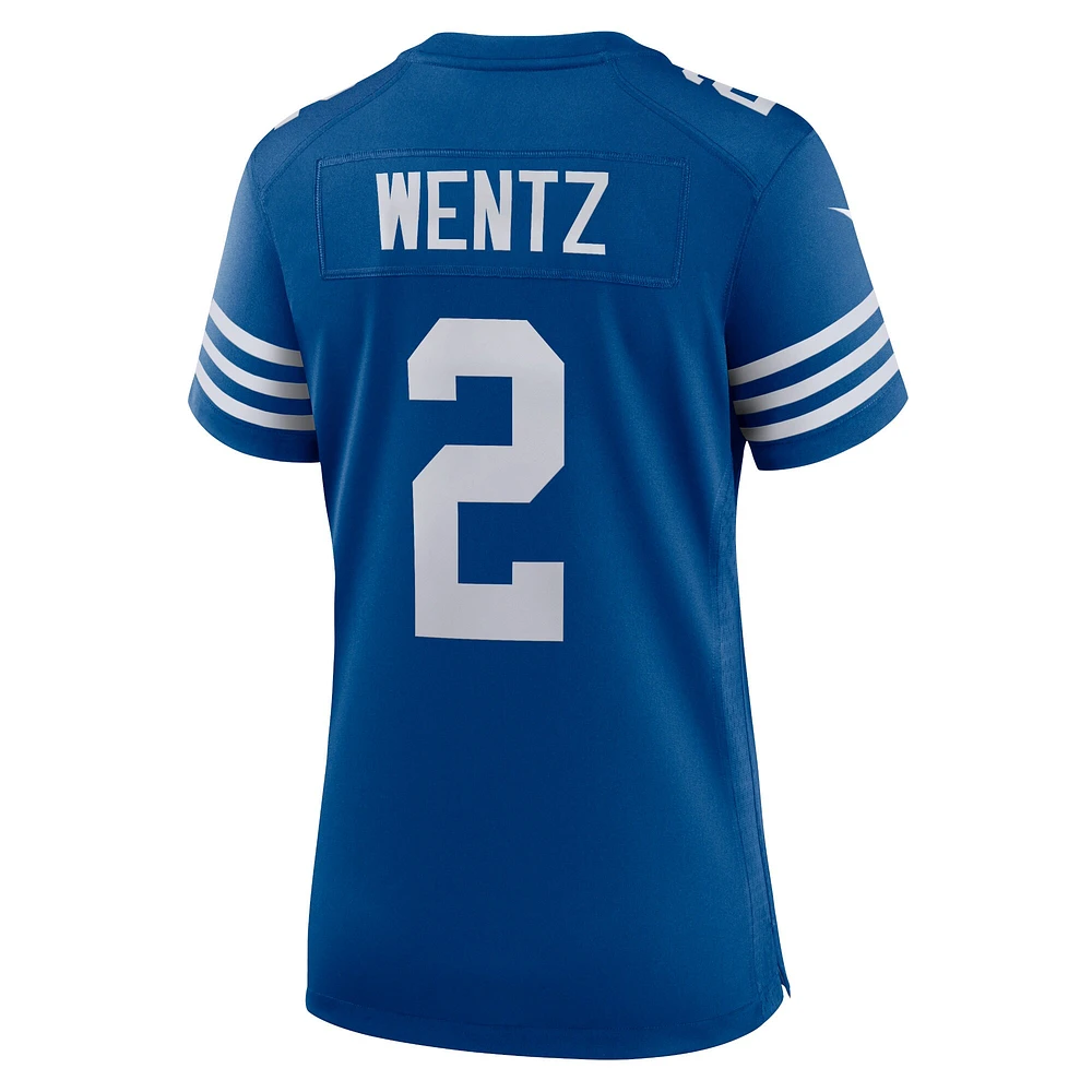 Maillot de match alternatif Nike Carson Wentz des Royal Indianapolis Colts pour femme