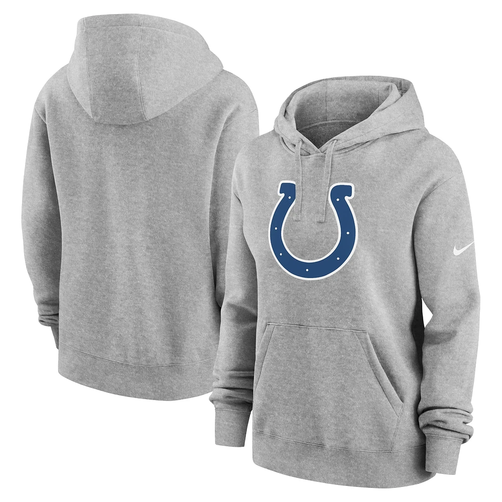 Women's Nike Heather Gray Indianapolis Colts Club Fleece Pullover Hoodie