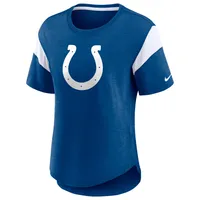 Haut tendance à logo principal Indianapolis Colts Nike Heather Royal pour femme