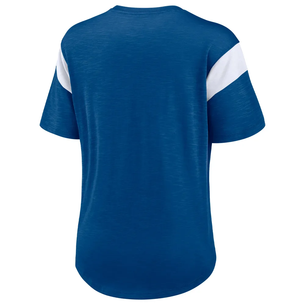 Haut tendance à logo principal Indianapolis Colts Nike Heather Royal pour femme