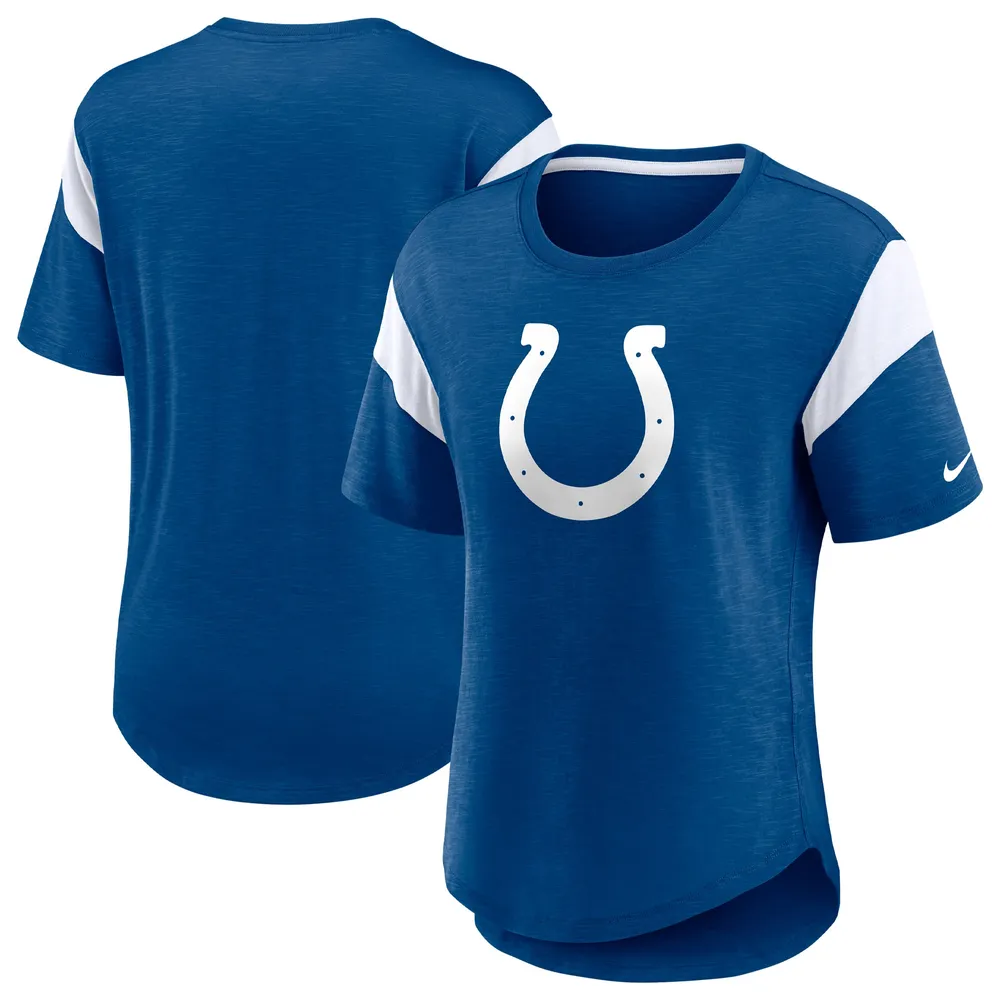 Haut tendance à logo principal Indianapolis Colts Nike Heather Royal pour femme