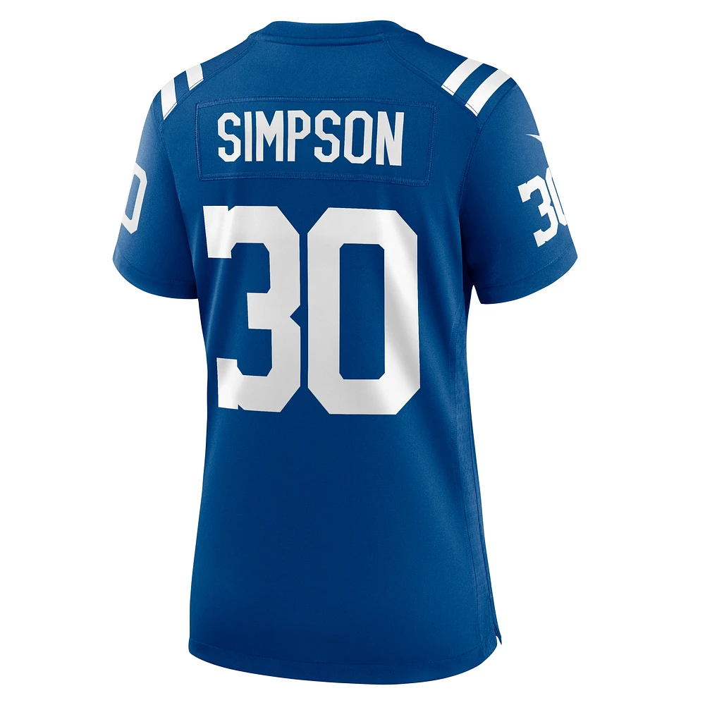 Maillot de match Nike Jaylin Simpson Royal Indianapolis Colts pour femme