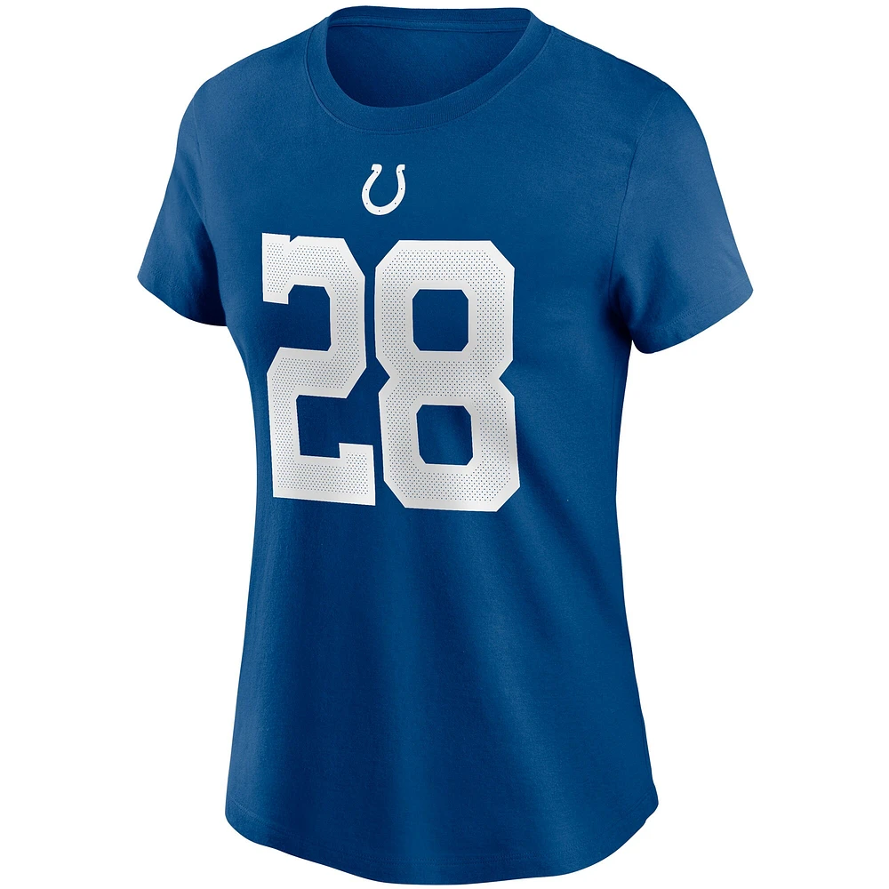 T-shirt avec nom et numéro Nike Jonathan Taylor Royal Indianapolis Colts pour femme