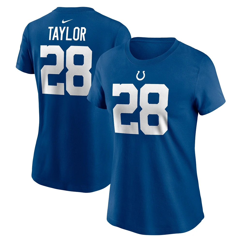 T-shirt avec nom et numéro de joueur Nike Jonathan Taylor Royal Indianapolis Colts pour femme