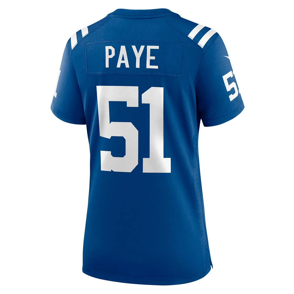 Maillot de match Nike Kwity Paye Royal Indianapolis Colts pour femme