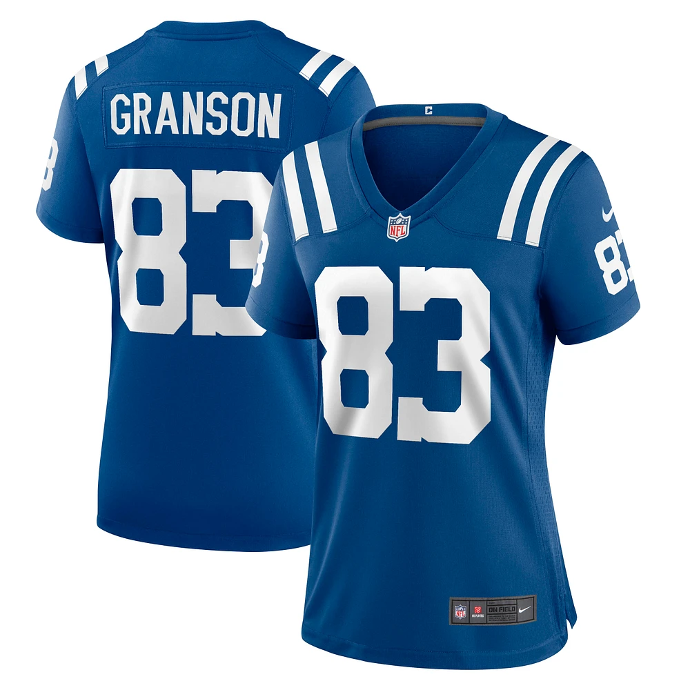 Maillot de match Nike Kylen Granson Royal Indianapolis Colts pour femme