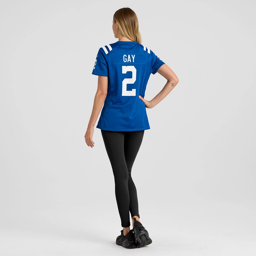 Maillot de joueur Nike Matt Gay Royal Indianapolis Colts pour femme