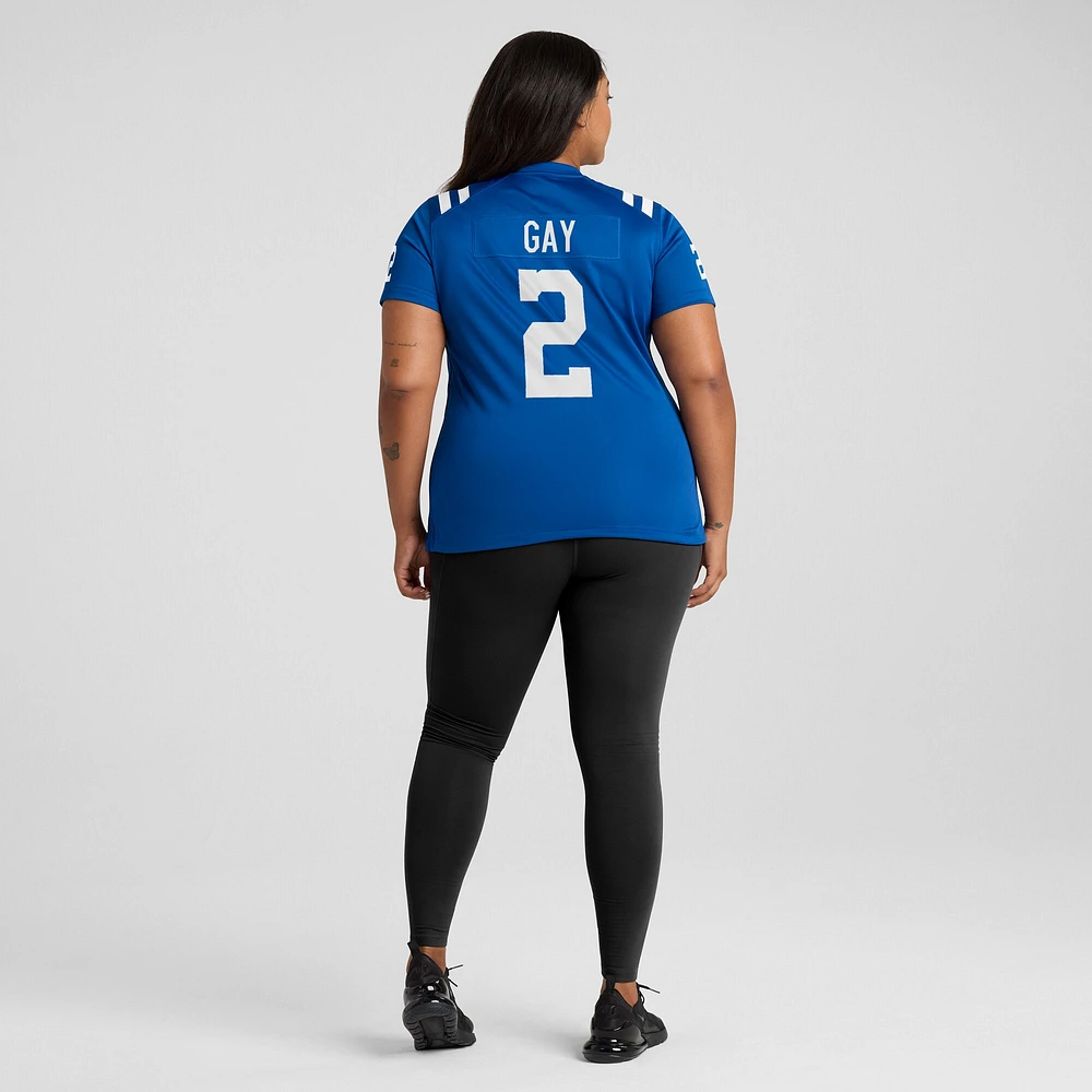 Maillot de joueur Nike Matt Gay Royal Indianapolis Colts pour femme