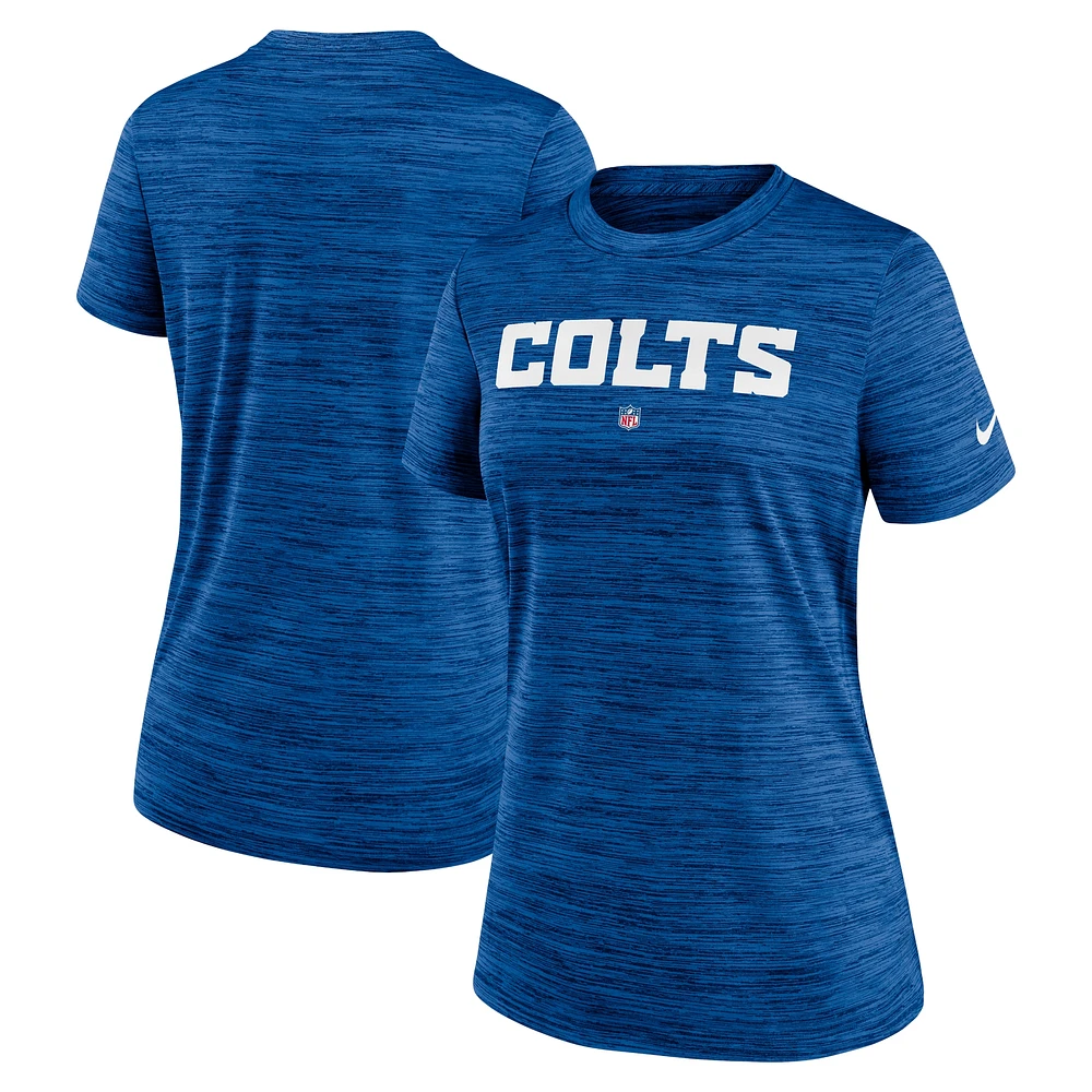 T-shirt Nike Royal Indianapolis Colts Sideline Velocity Performance pour femme