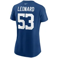 T-shirt Nike Shaquille Leonard Royal Indianapolis Colts avec nom et numéro pour femme