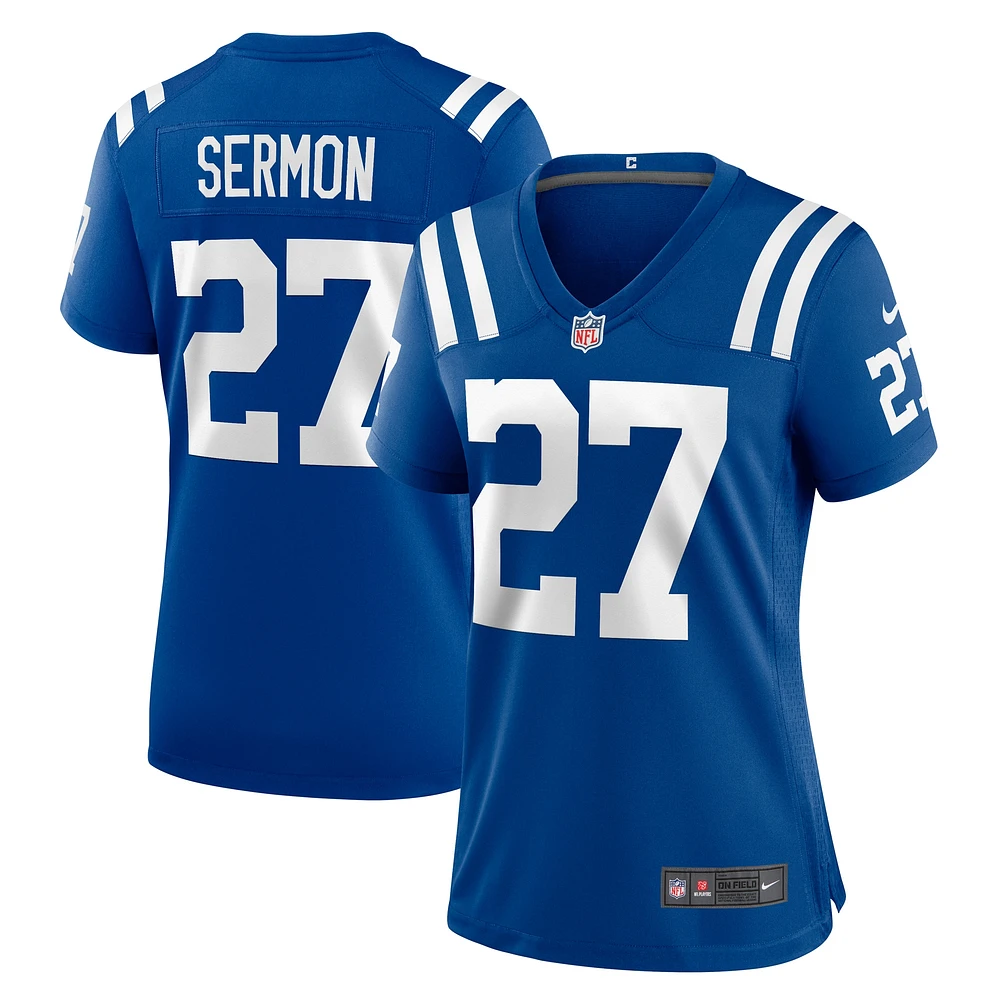 Maillot de match Nike Trey Sermon Royal Indianapolis Colts pour femme