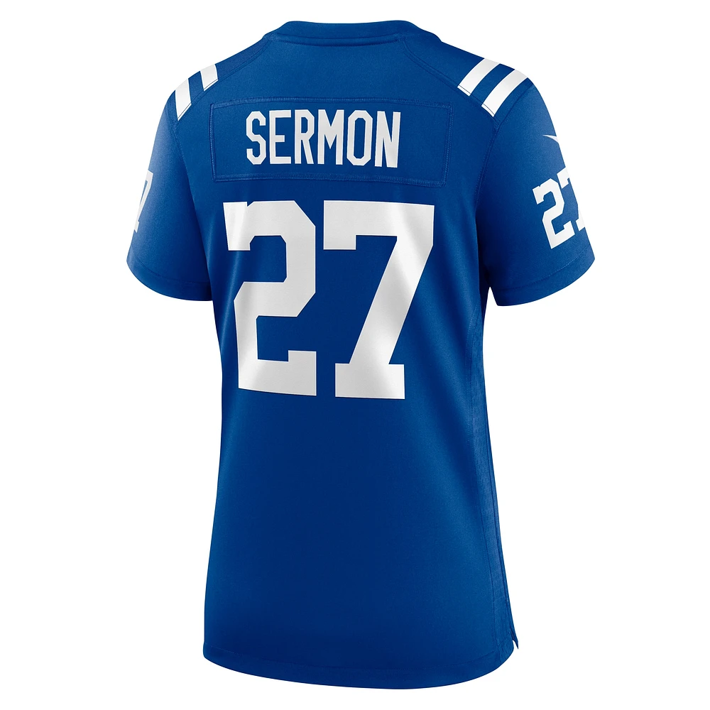 Maillot de match Nike Trey Sermon Royal Indianapolis Colts pour femme