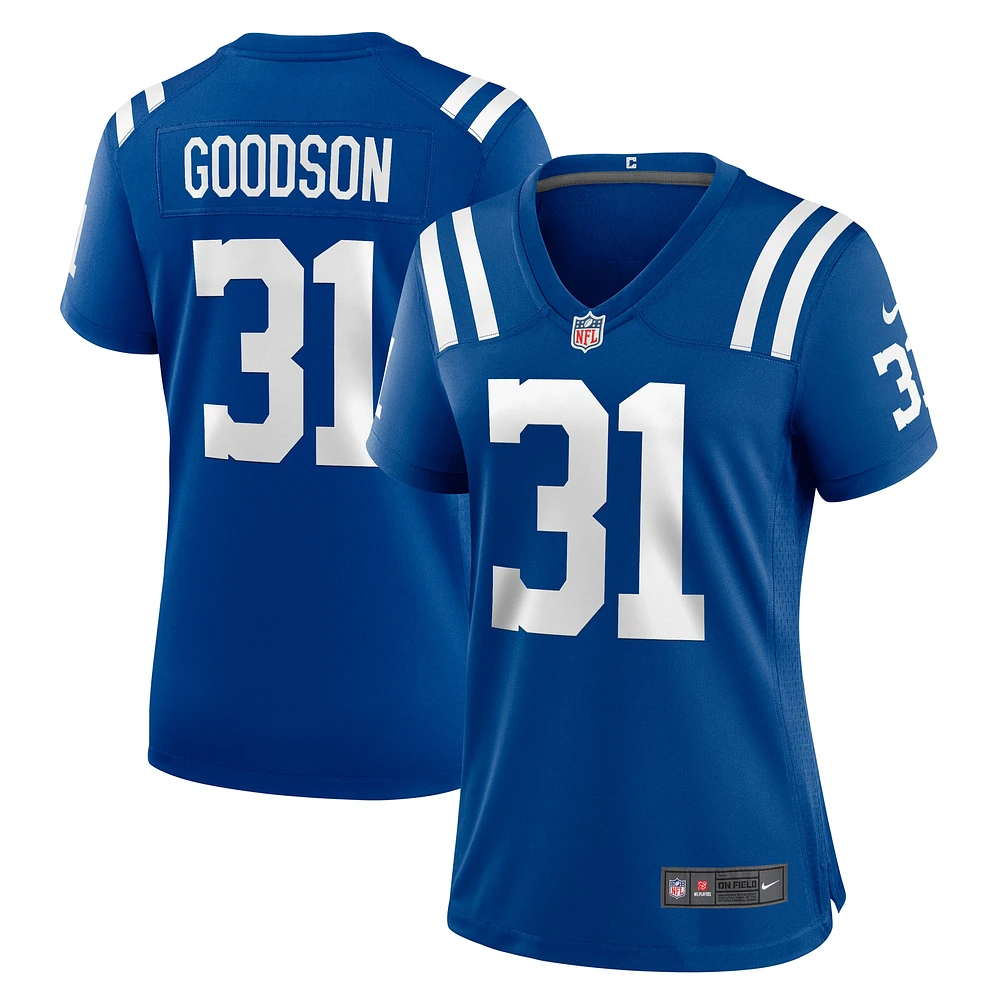 Maillot de match Nike Tyler Goodson Royal Indianapolis Colts pour femme