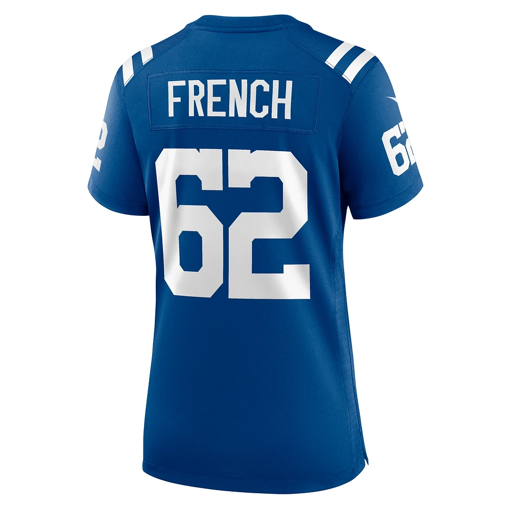 Maillot de joueur match Nike Wesley French Royal Indianapolis Colts pour femme