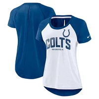 T-shirt Nike Heather Royal Indianapolis Colts Raglan avec fente dans le dos pour femme