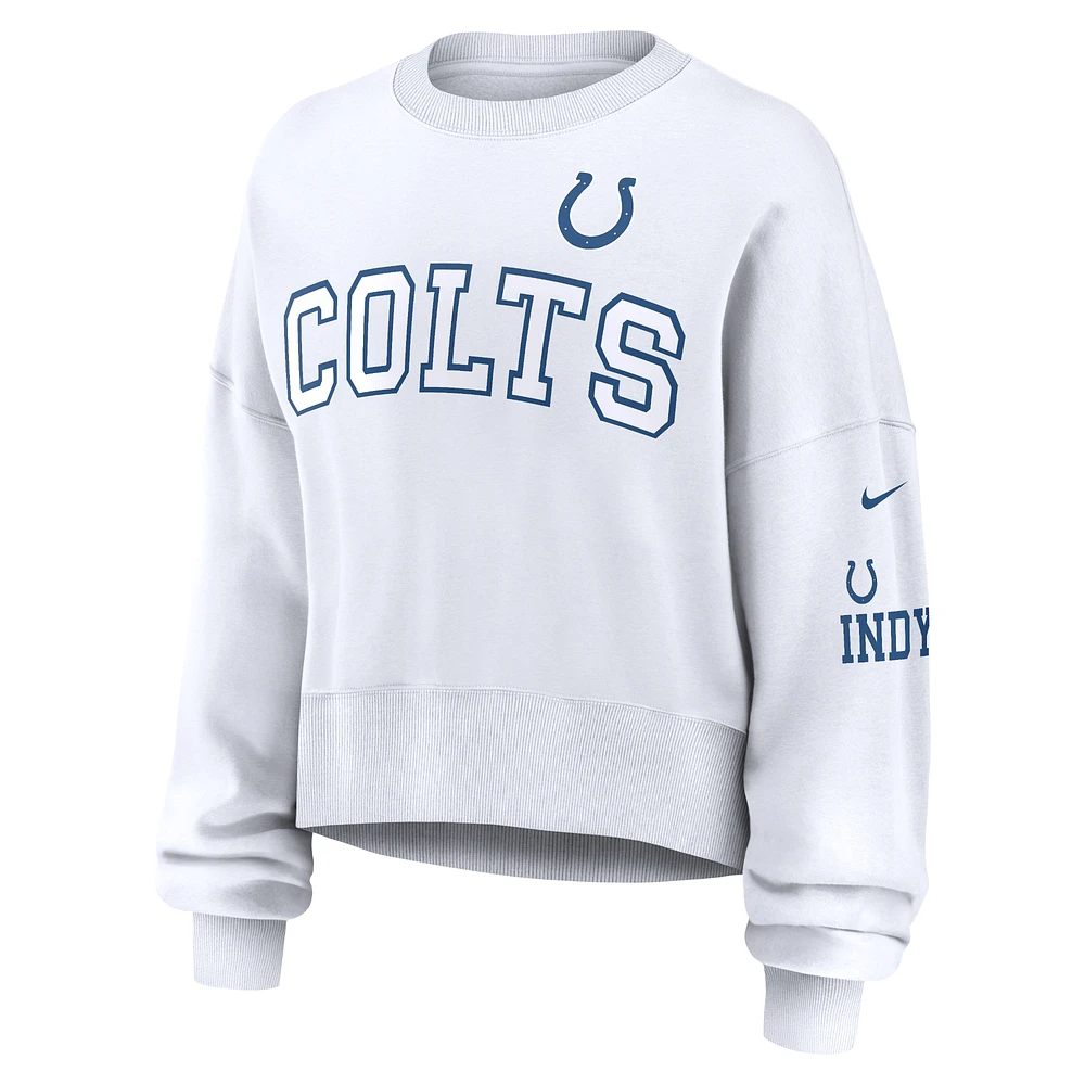 Women's Nike White Indianapolis Colts Oversized Long Sleeve Cropped Sweatshirt