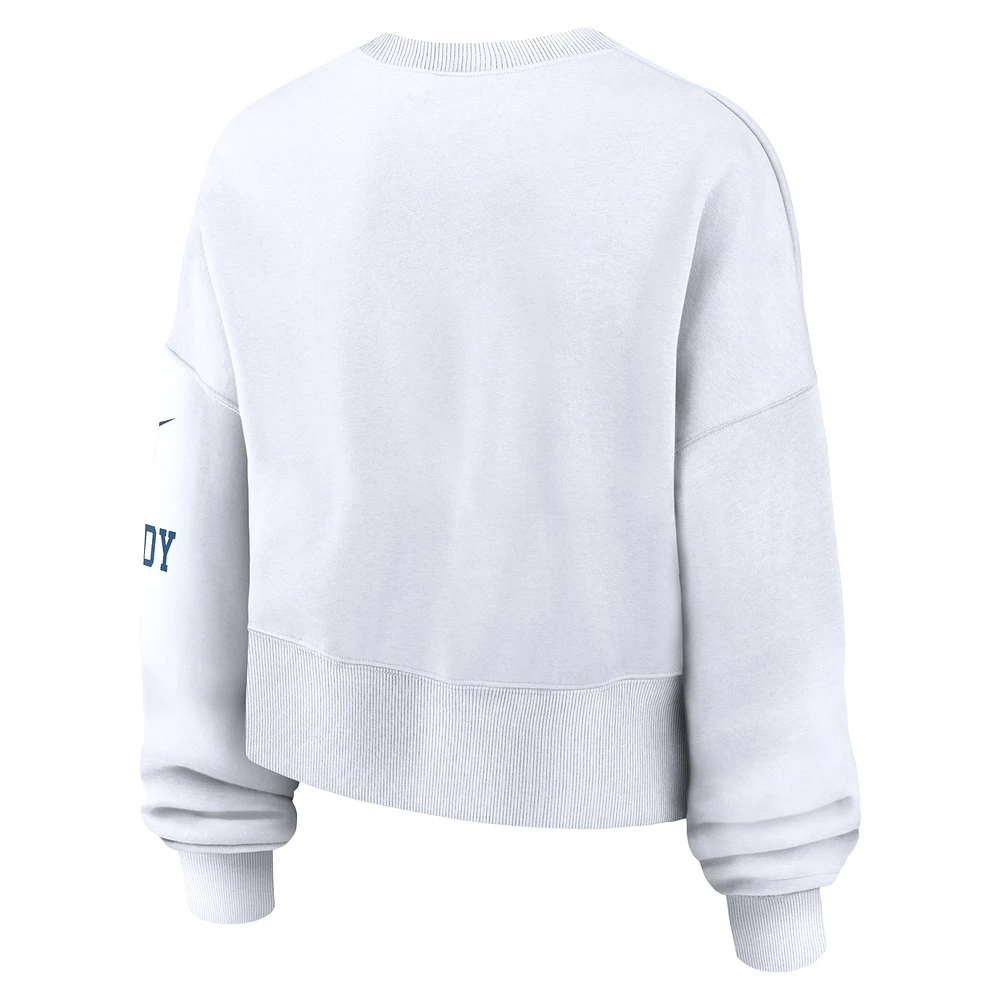 Women's Nike White Indianapolis Colts Oversized Long Sleeve Cropped Sweatshirt