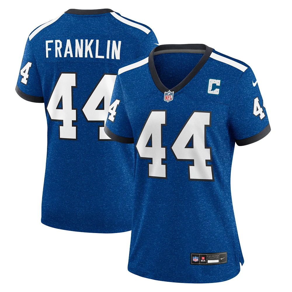 Maillot de jeu alternatif Nike Zaire Franklin Indianapolis Colts Indiana Nights pour femme