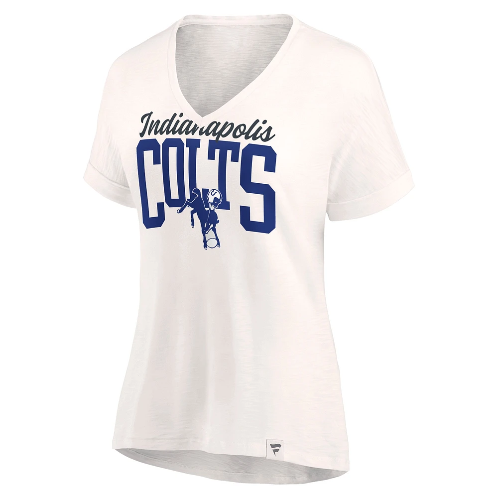 T-shirt léger à col en V Oatmeal Indianapolis Colts Motivating Force pour femme