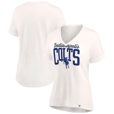 T-shirt léger à col en V Oatmeal Indianapolis Colts Motivating Force pour femme