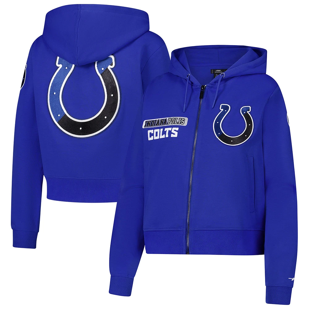 Sweat à capuche zippé Pro Standard Royal Indianapolis Colts pour femme avec logo fendu