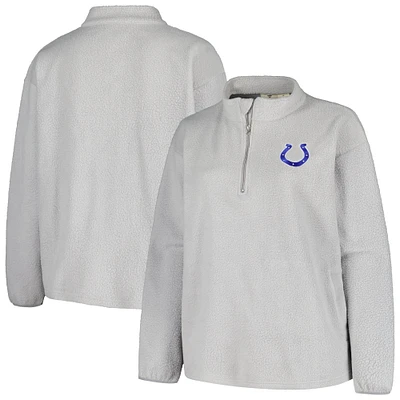 Veste en sherpa quart de zip pour femme Profile Colts d'Indianapolis grise