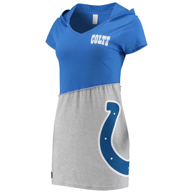 Refried Apparel - Mini-robe à capuche durable Indianapolis Colts Royal/Gris pour femme