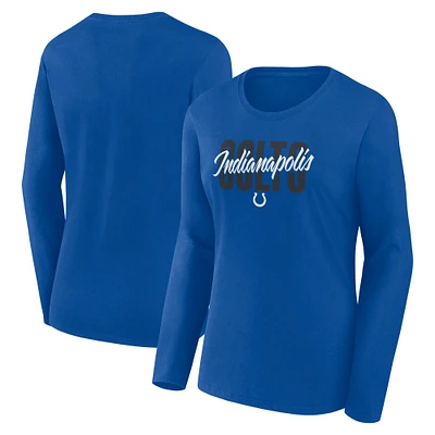 T-shirt à manches longues pour femme Royal Indianapolis Colts Grip