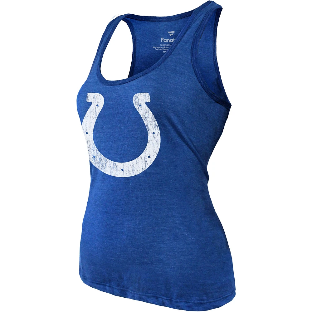 Débardeur tri-blend chiné pour femme Shaquille Leonard avec nom et numéro Indianapolis Colts