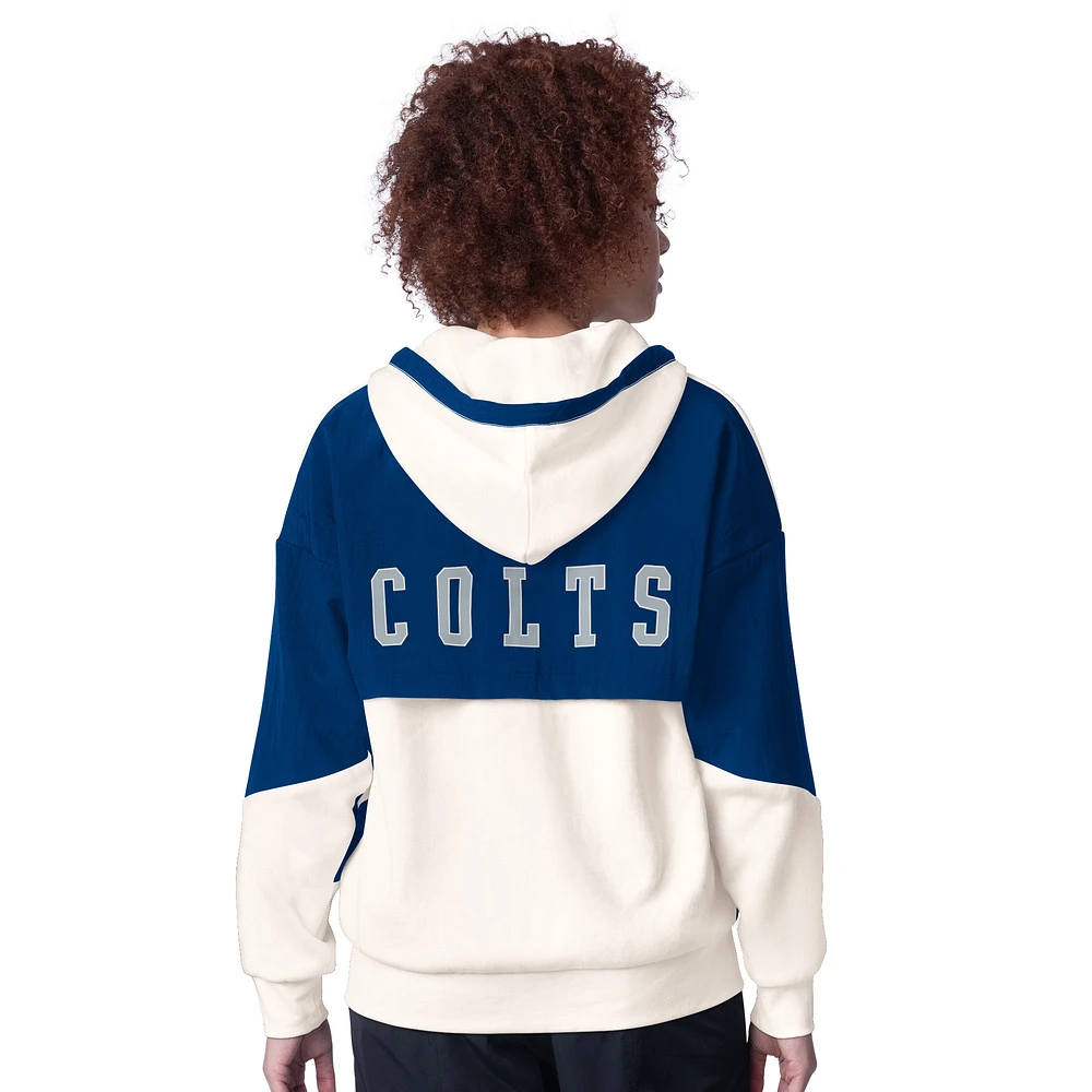 Sweat à capuche entièrement zippé pour femme Indianapolis Colts Scrimmage blanc Starter