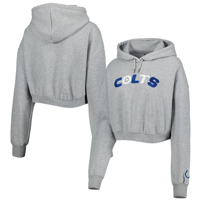 Sweat à capuche court The Wild Collective Indianapolis Colts gris pour femme