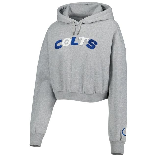 Sweat à capuche court The Wild Collective Indianapolis Colts gris pour femme