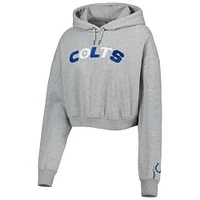 Women's The Wild Collective Gray Indianapolis Colts Cropped Pullover Hoodie