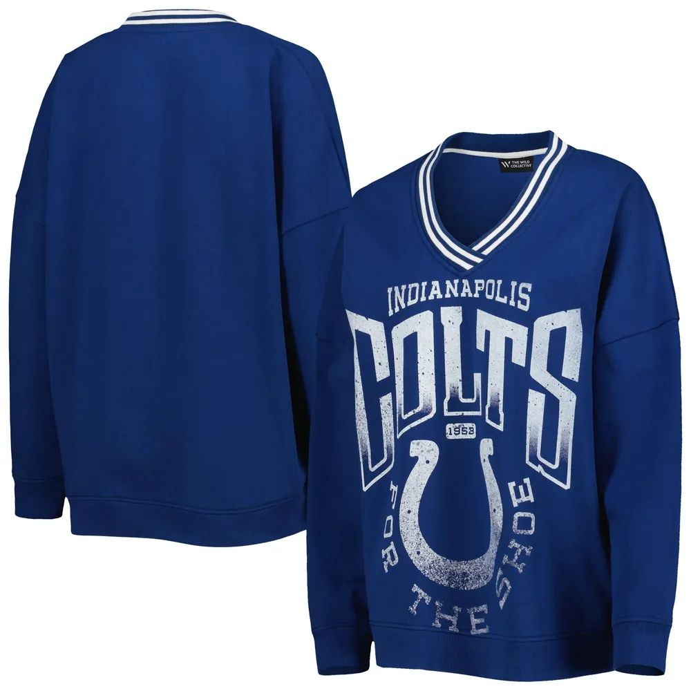 Men's Antigua White Indianapolis Colts Victory Pullover Hoodie